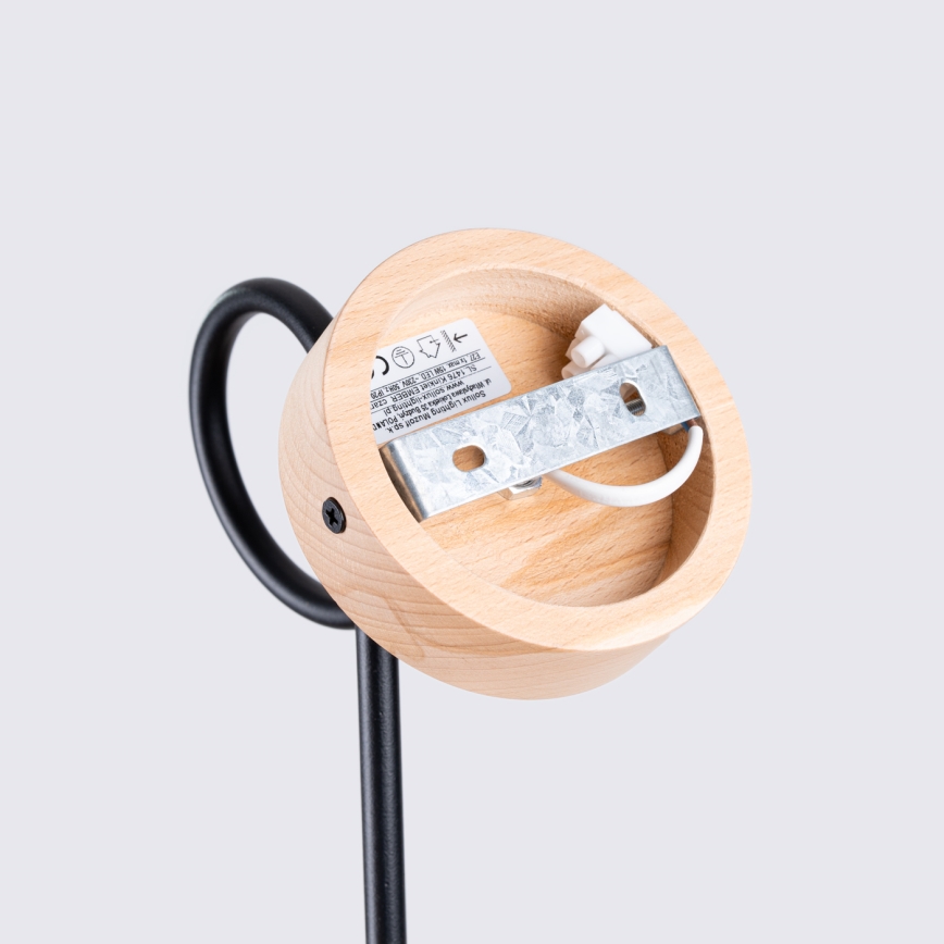 Nástenná lampa EMBER 1xE27/15W/230V čierna/béžová/buk