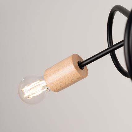 Prisadený luster EMBER 3xE27/15W/230V čierna/béžová/buk