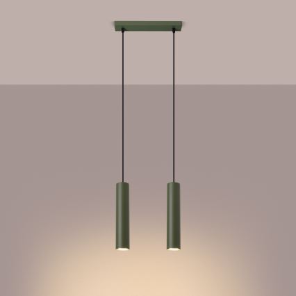 Luster na lanku LAGOS 2xGU10/10W/230V zelená