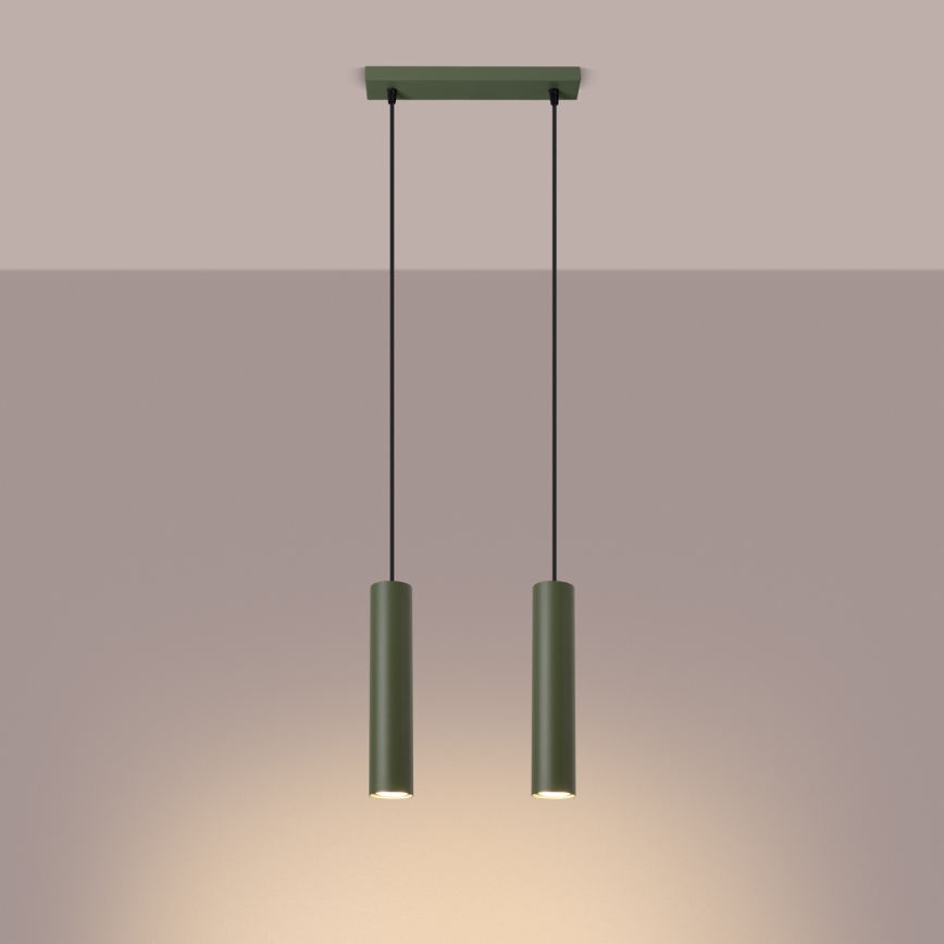 Luster na lanku LAGOS 2xGU10/10W/230V zelená