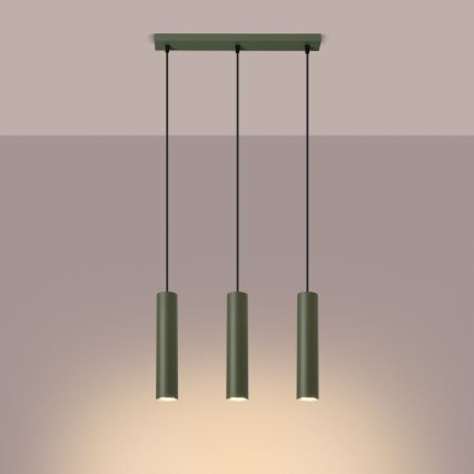 Luster na lanku LAGOS 3xGU10/10W/230V zelená