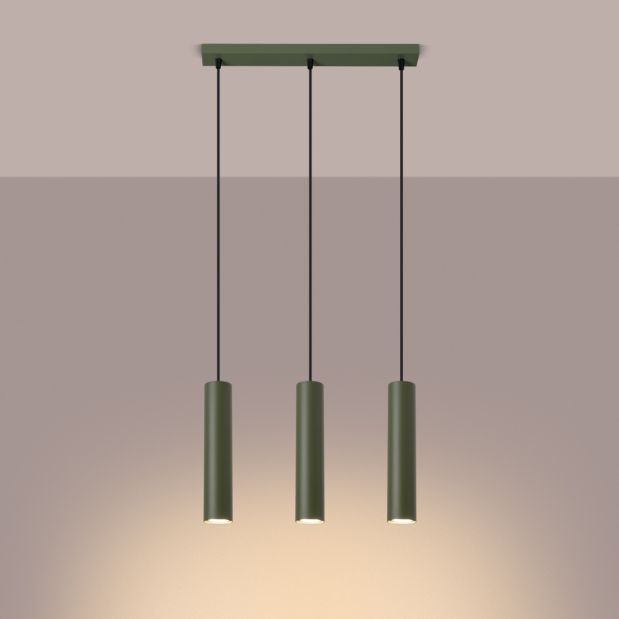 Luster na lanku LAGOS 3xGU10/10W/230V zelená