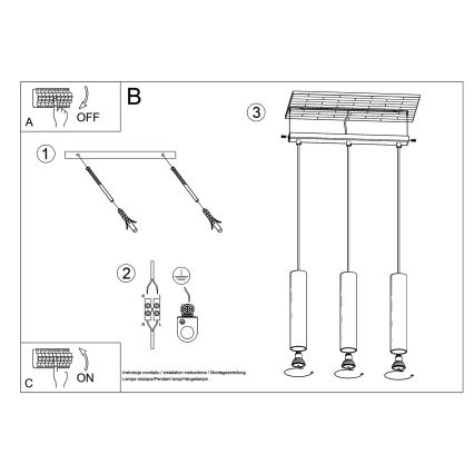 Luster na lanku LAGOS 3xGU10/10W/230V zelená