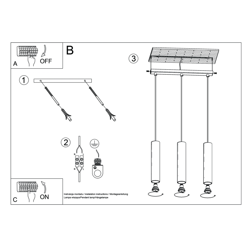 Luster na lanku LAGOS 3xGU10/10W/230V zelená