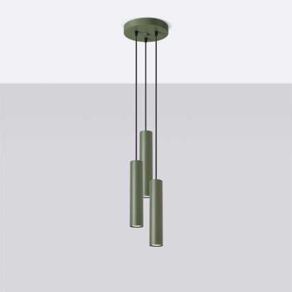 Luster na lanku LAGOS 3xGU10/10W/230V zelená
