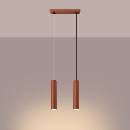 Luster na lanku LAGOS 2xGU10/10W/230V červená
