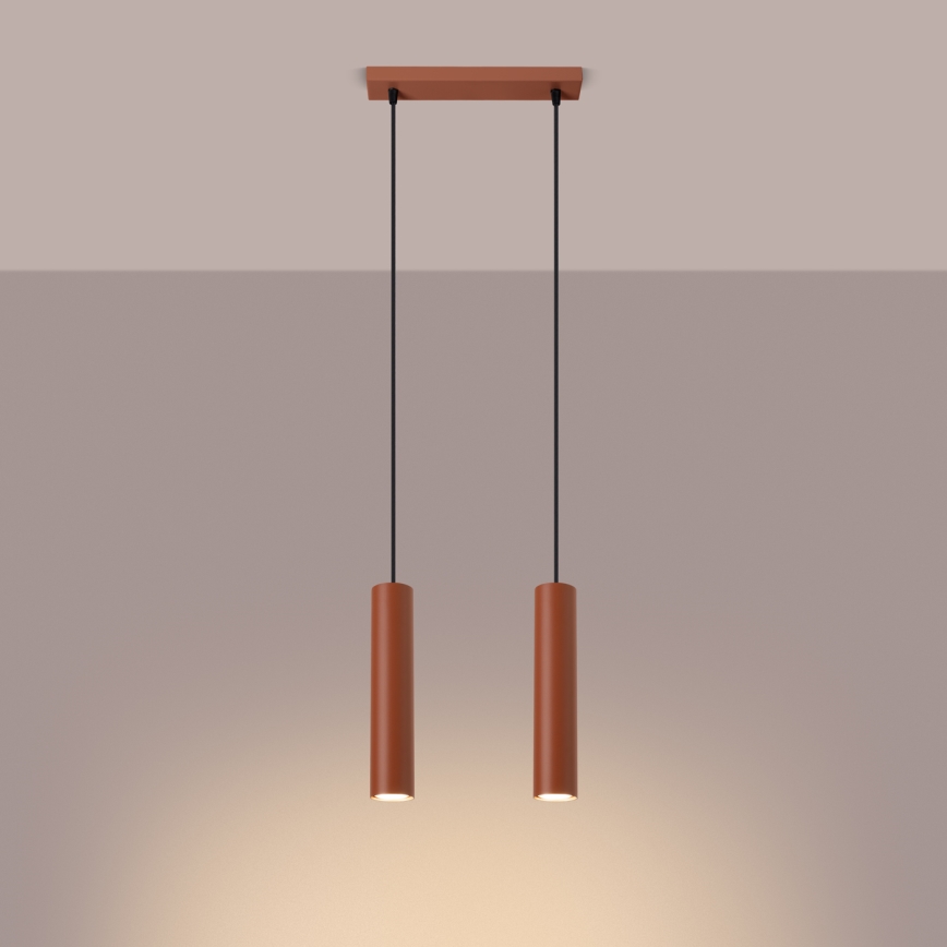Luster na lanku LAGOS 2xGU10/10W/230V červená