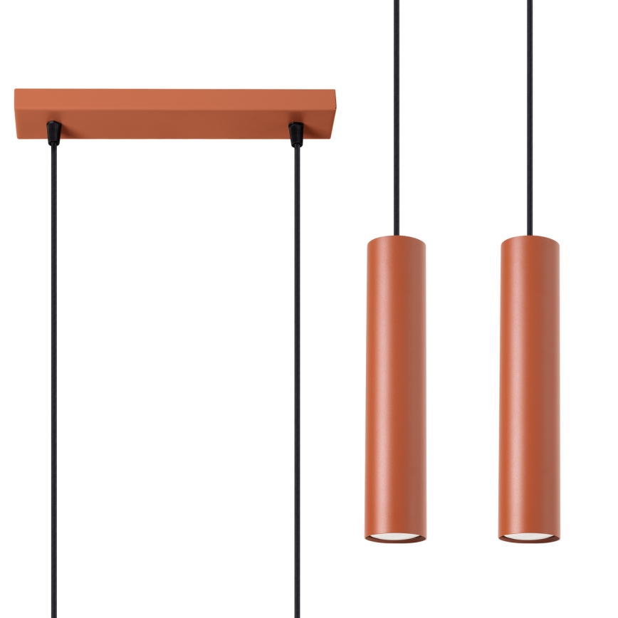 Luster na lanku LAGOS 2xGU10/10W/230V červená
