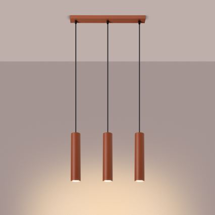Luster na lanku LAGOS 3xGU10/10W/230V červená