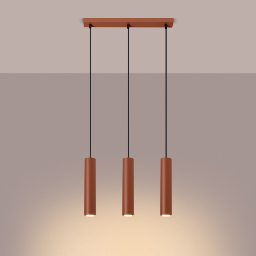 Luster na lanku LAGOS 3xGU10/10W/230V červená