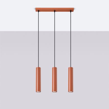 Luster na lanku LAGOS 3xGU10/10W/230V červená