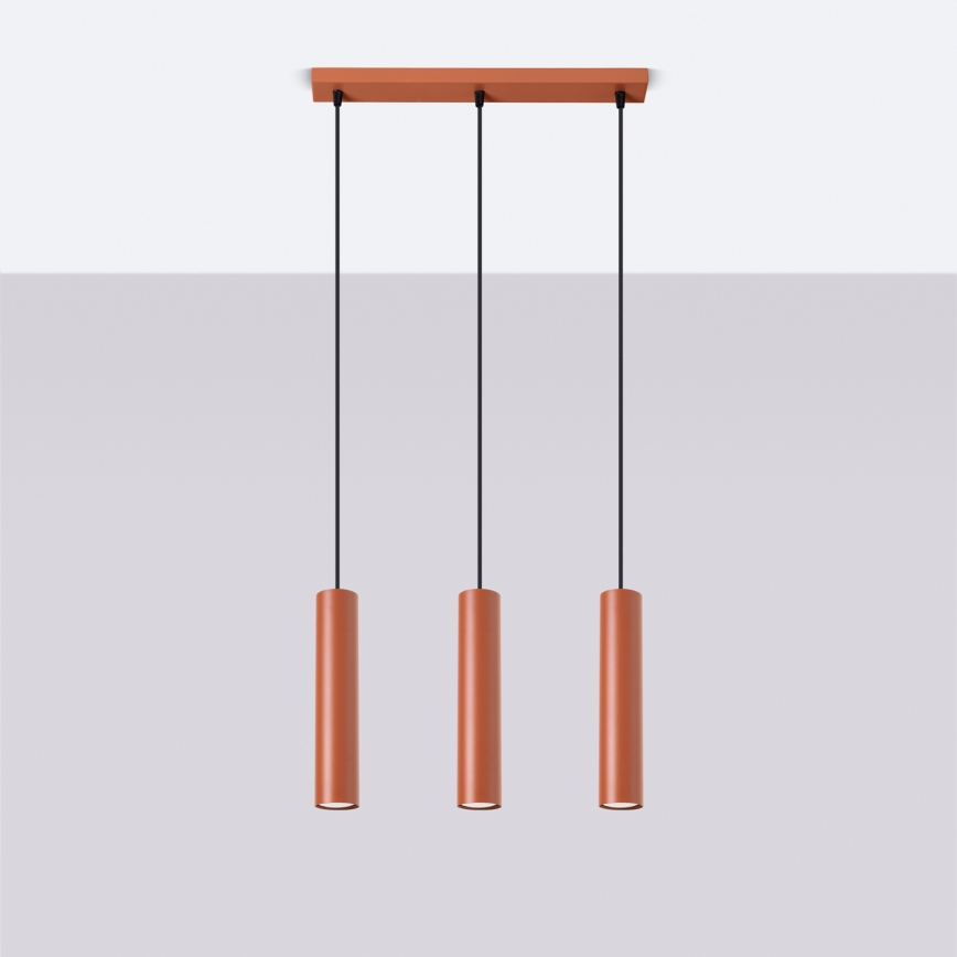 Luster na lanku LAGOS 3xGU10/10W/230V červená