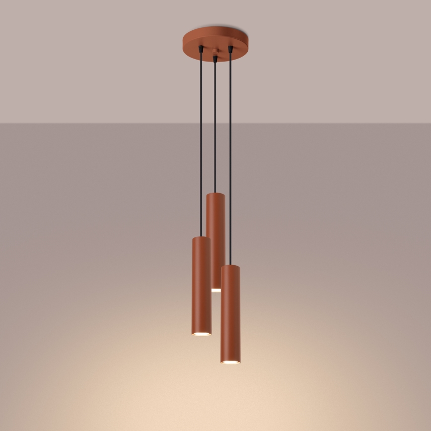 Luster na lanku LAGOS 3xGU10/10W/230V červená