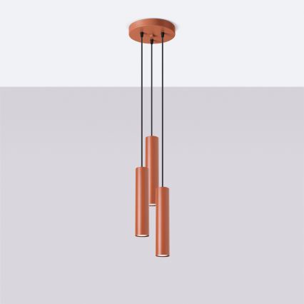 Luster na lanku LAGOS 3xGU10/10W/230V červená