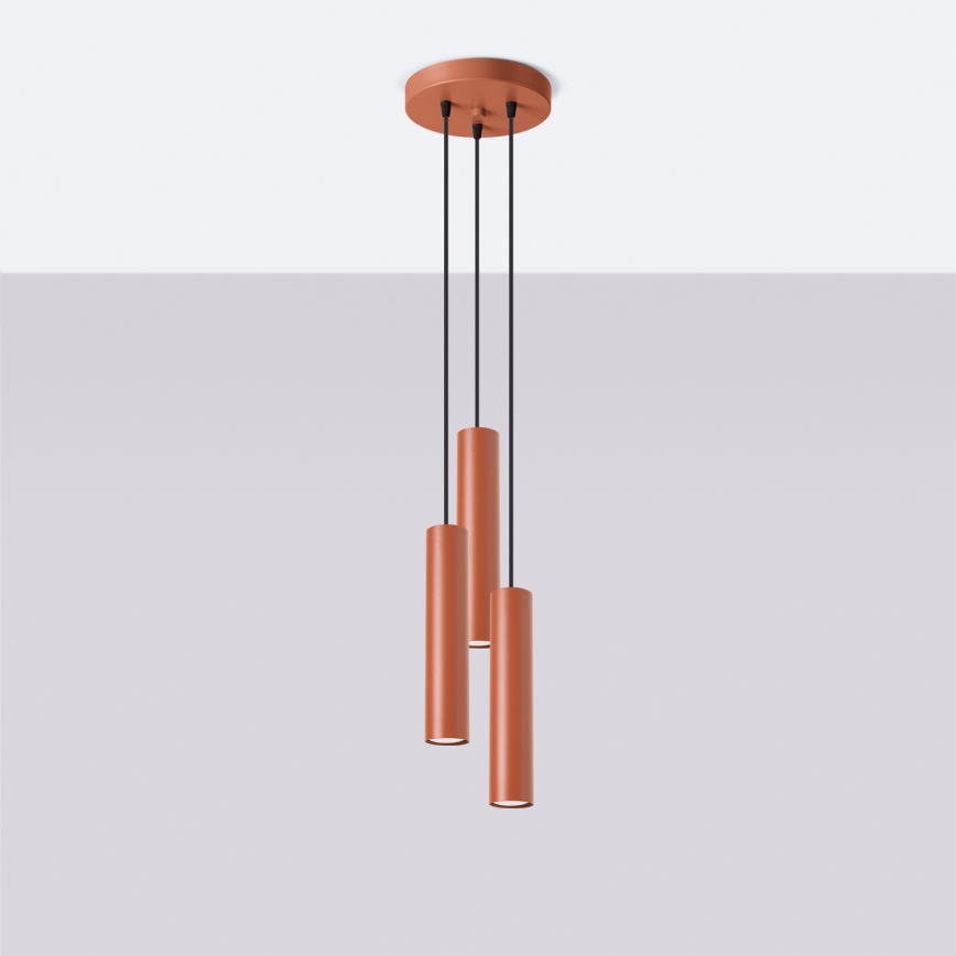 Luster na lanku LAGOS 3xGU10/10W/230V červená