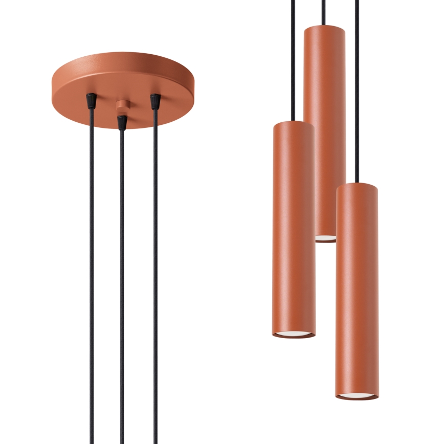 Luster na lanku LAGOS 3xGU10/10W/230V červená