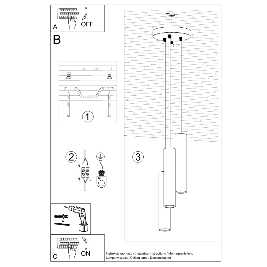 Luster na lanku LAGOS 3xGU10/10W/230V červená
