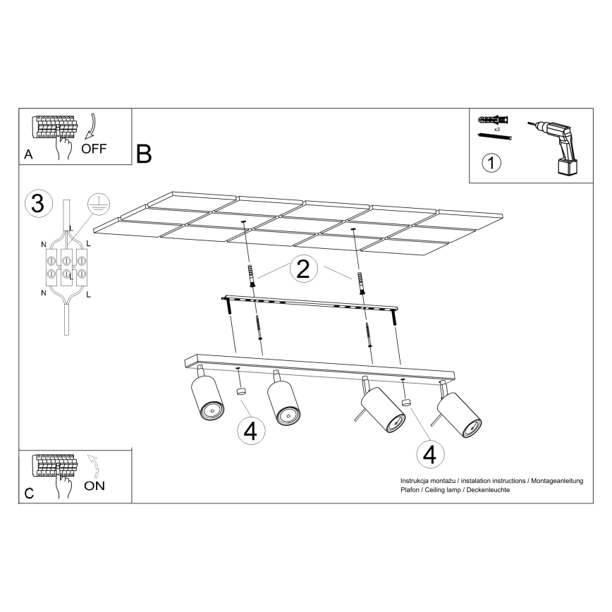 Bodové svietidlo RING 4xGU10/10W/230V krémová
