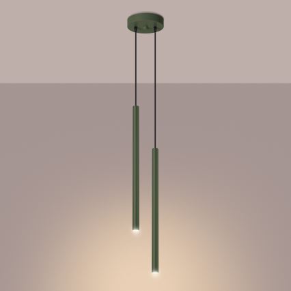 Luster na lanku PASTELO 2xG9/8W/230V zelená