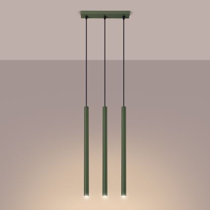 Luster na lanku PASTELO 3xG9/8W/230V zelená