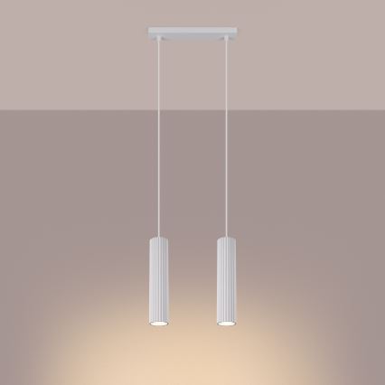Luster na lanku KARBON 2xGU10/10W/230V biela