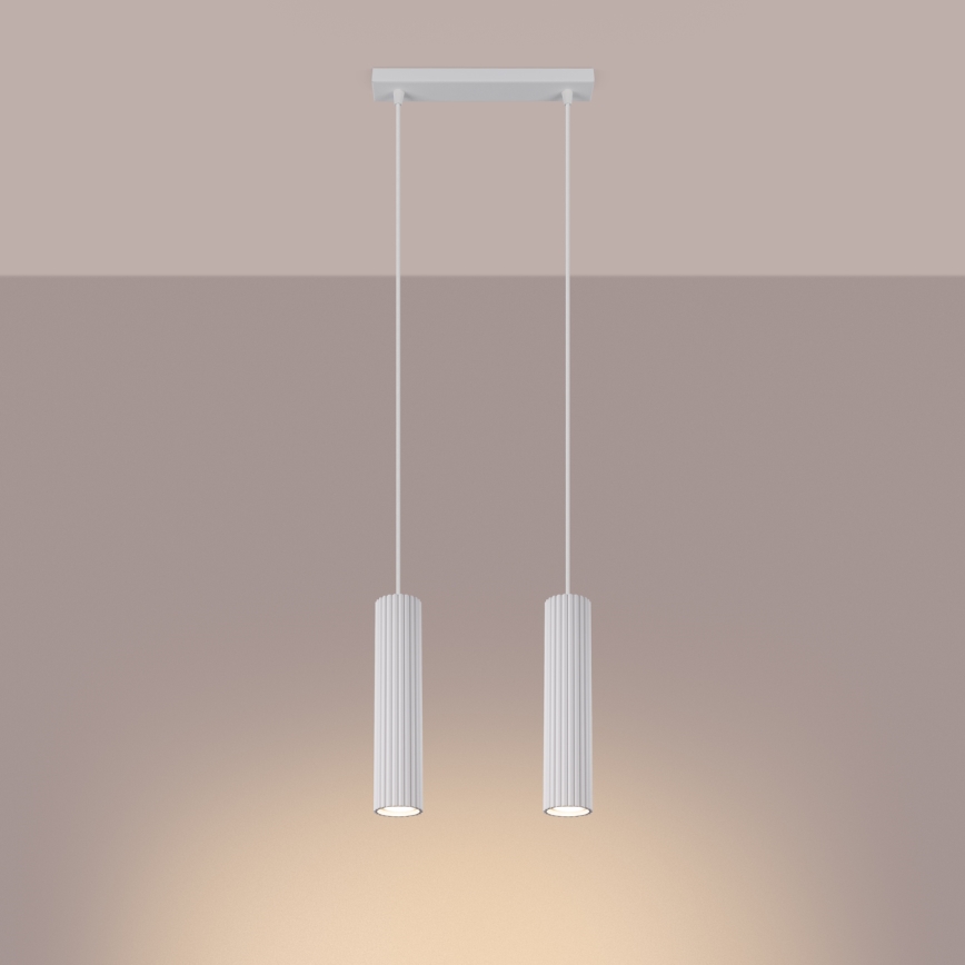 Luster na lanku KARBON 2xGU10/10W/230V biela