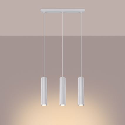 Luster na lanku KARBON 3xGU10/10W/230V biela