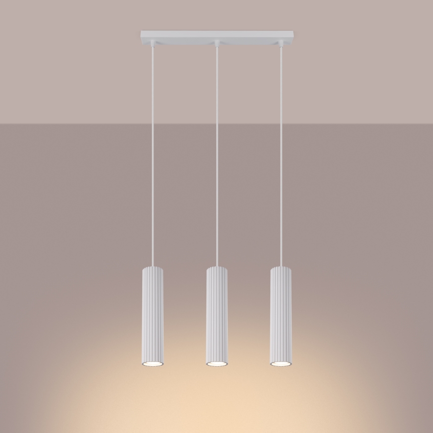 Luster na lanku KARBON 3xGU10/10W/230V biela
