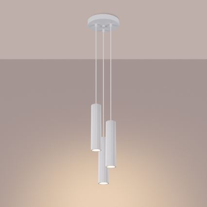 Luster na lanku KARBON 3xGU10/10W/230V biela