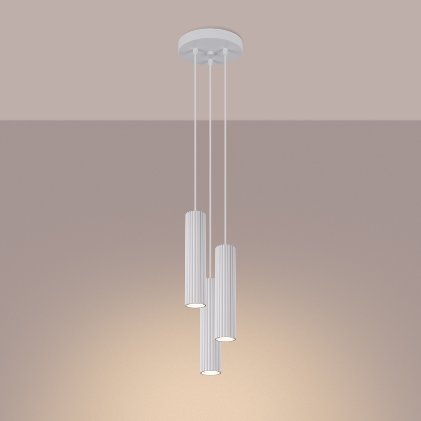Luster na lanku KARBON 3xGU10/10W/230V biela