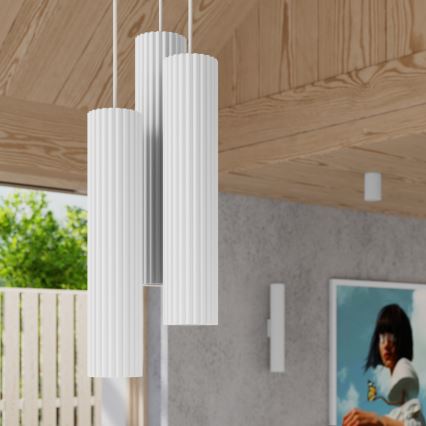 Luster na lanku KARBON 3xGU10/10W/230V biela