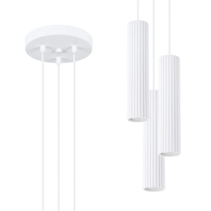 Luster na lanku KARBON 3xGU10/10W/230V biela