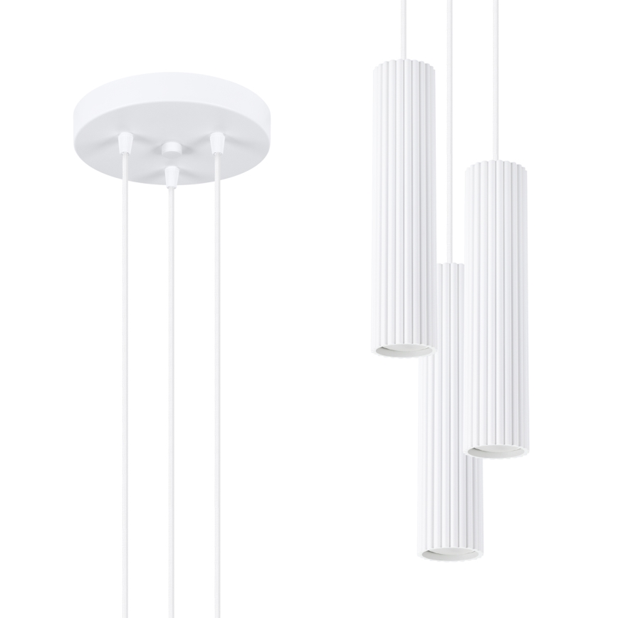 Luster na lanku KARBON 3xGU10/10W/230V biela