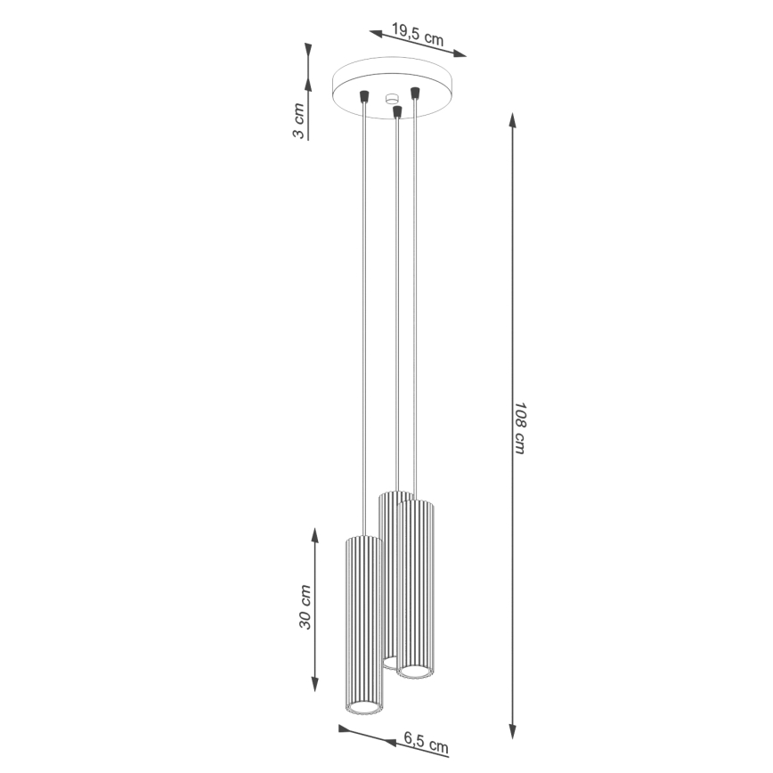 Luster na lanku KARBON 3xGU10/10W/230V biela