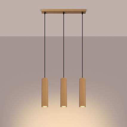 Luster na lanku KARBON 3xGU10/10W/230V zlatá