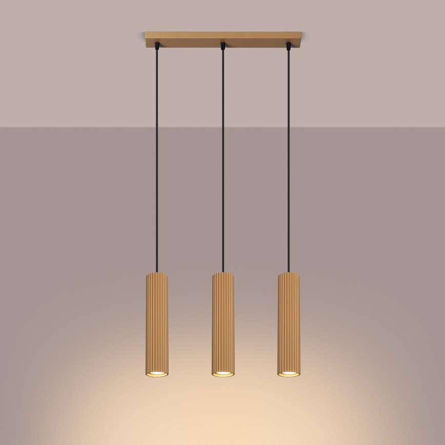 Luster na lanku KARBON 3xGU10/10W/230V zlatá
