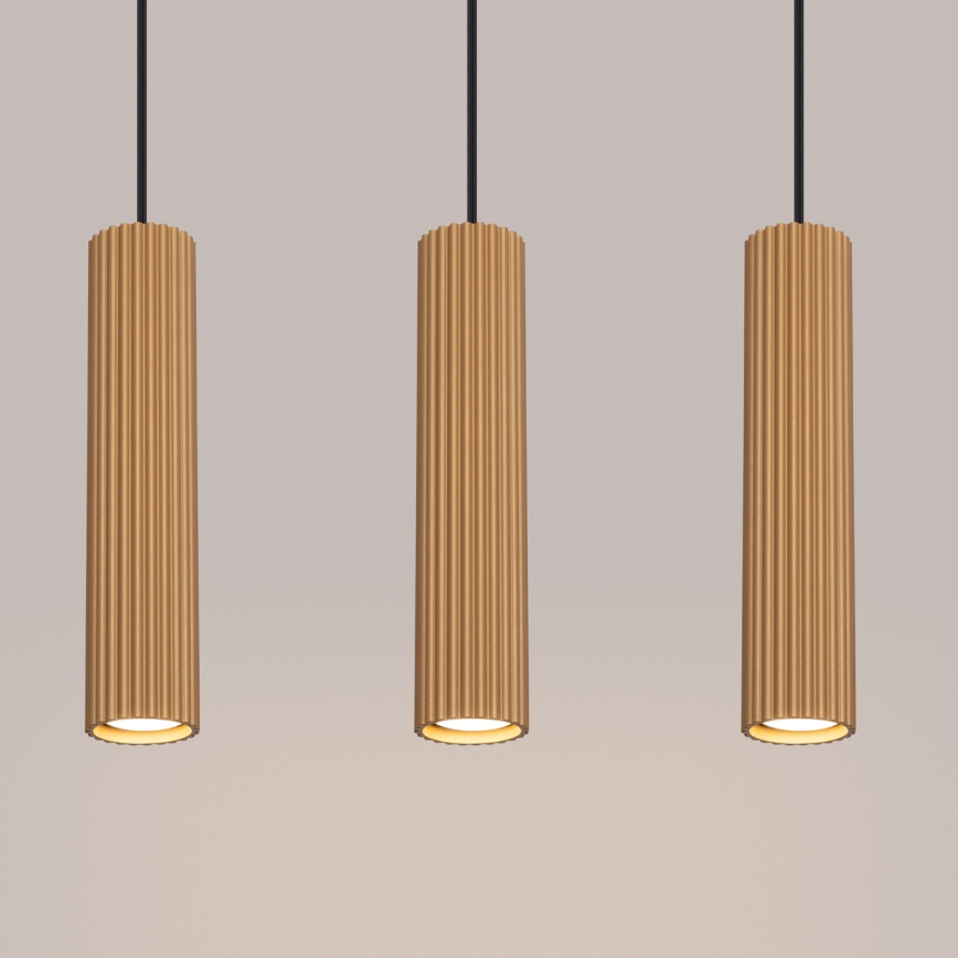 Luster na lanku KARBON 3xGU10/10W/230V zlatá