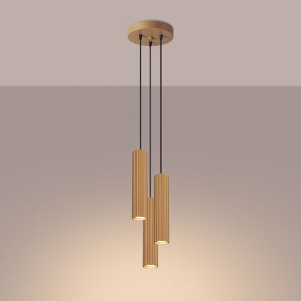 Luster na lanku KARBON 3xGU10/10W/230V zlatá