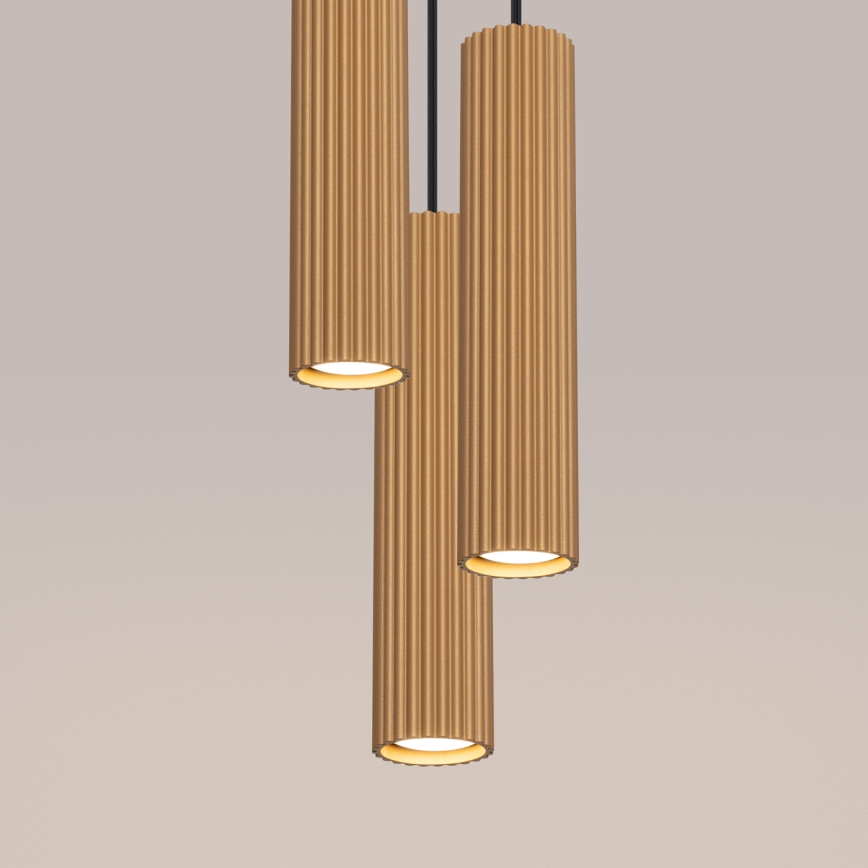 Luster na lanku KARBON 3xGU10/10W/230V zlatá