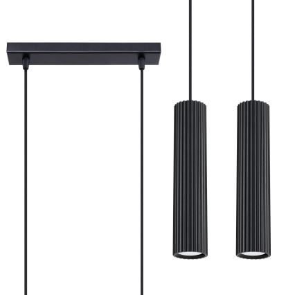 Luster na lanku KARBON 2xGU10/10W/230V čierna
