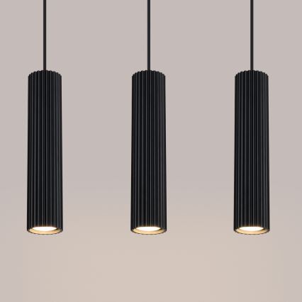 Luster na lanku KARBON 3xGU10/10W/230V čierna
