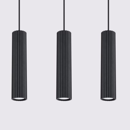 Luster na lanku KARBON 3xGU10/10W/230V čierna