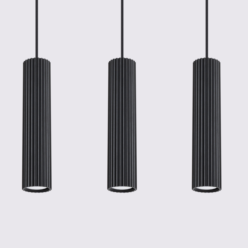 Luster na lanku KARBON 3xGU10/10W/230V čierna