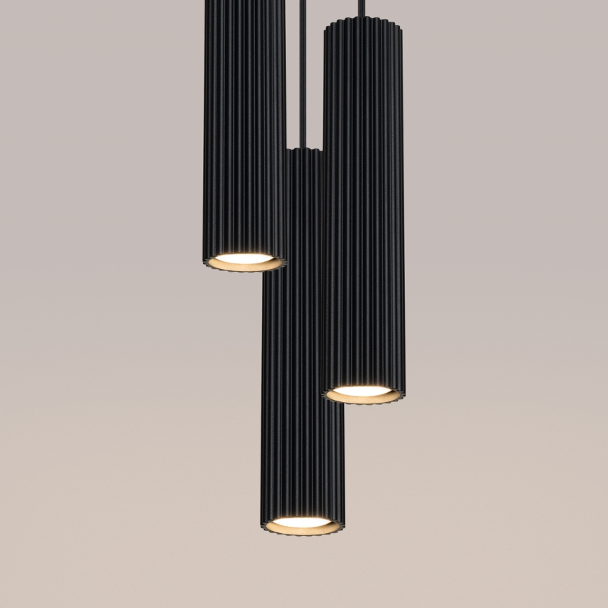 Luster na lanku KARBON 3xGU10/10W/230V čierna