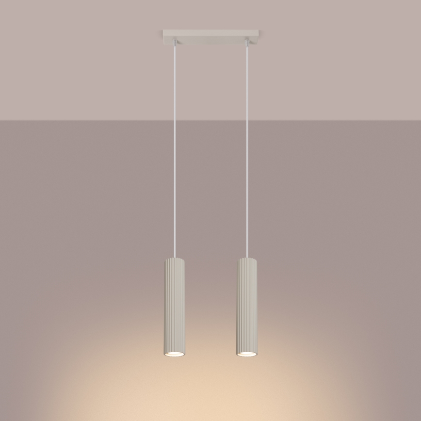 Luster na lanku KARBON 2xGU10/10W/230V krémová