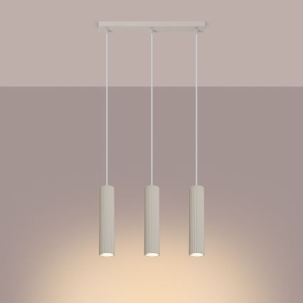 Luster na lanku KARBON 3xGU10/10W/230V krémová