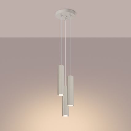 Luster na lanku KARBON 3xGU10/10W/230V krémová