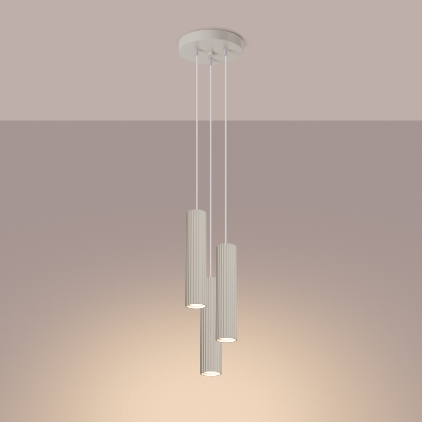 Luster na lanku KARBON 3xGU10/10W/230V krémová