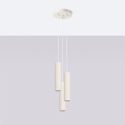Luster na lanku KARBON 3xGU10/10W/230V krémová