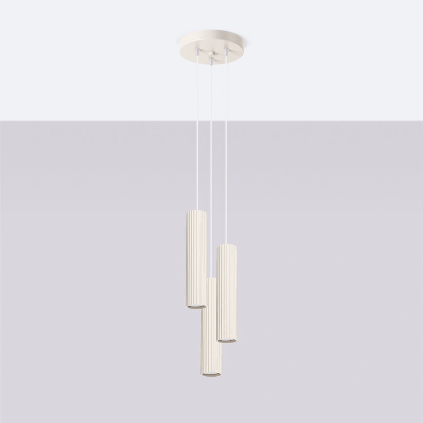 Luster na lanku KARBON 3xGU10/10W/230V krémová